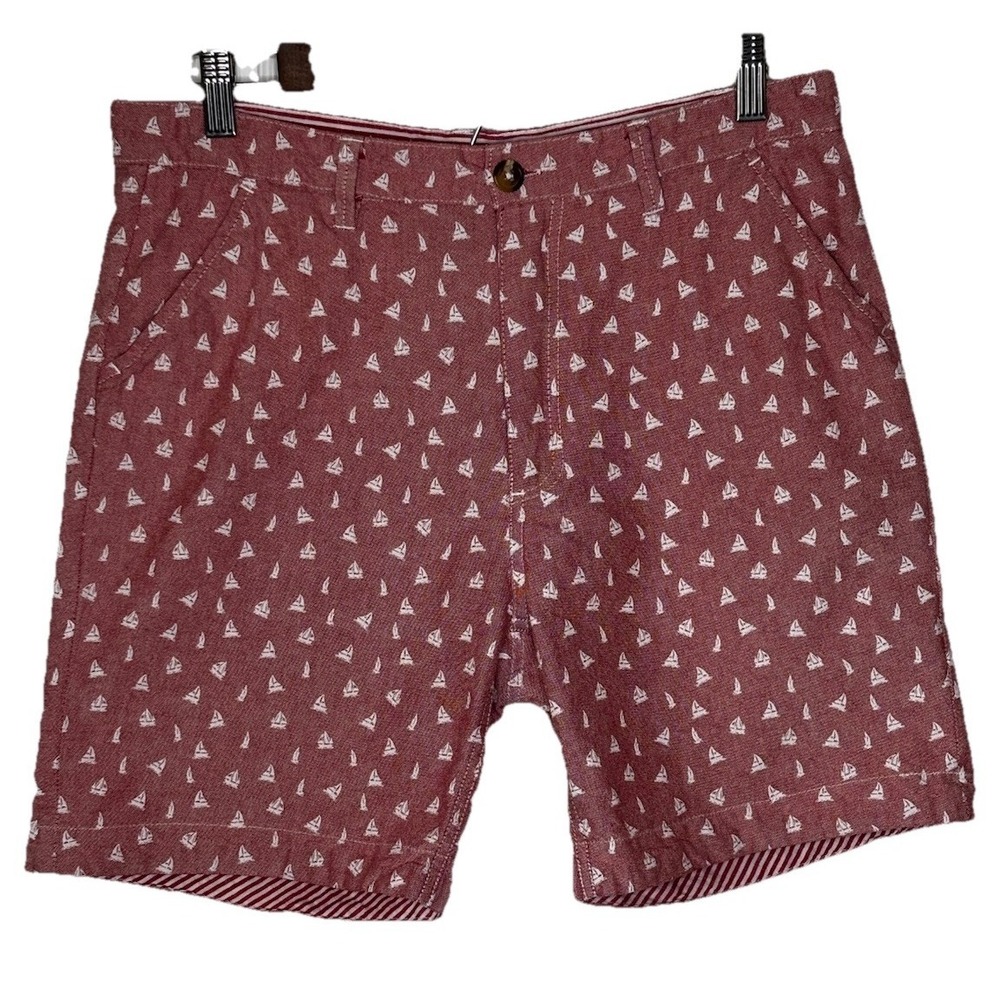 Sovereign Code Cotton Khaki Shorts Mens Med Red White Sailboats